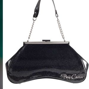 NWT Pinup Couture Amoeba Bag - black glitter